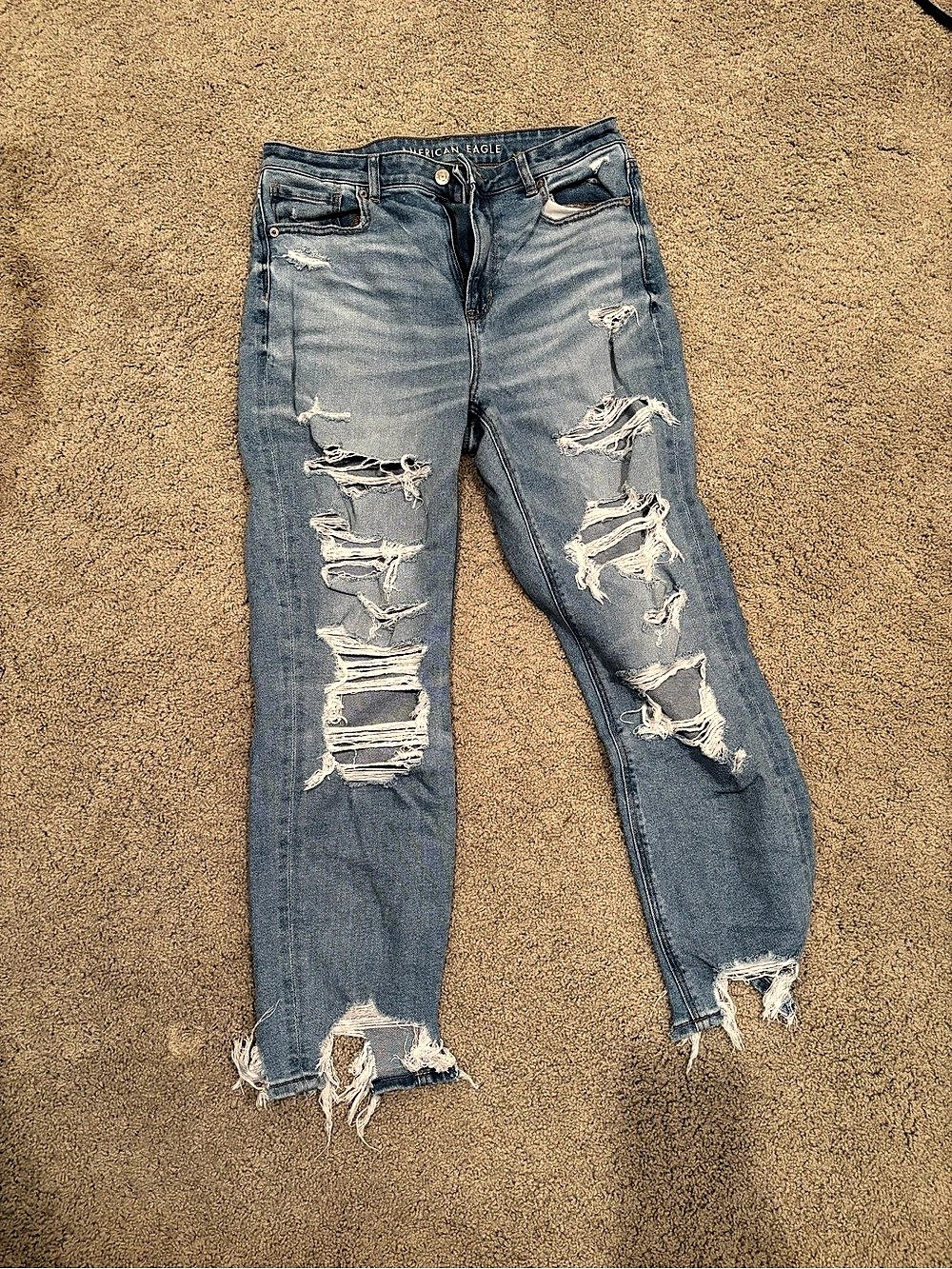 American Eagle Outfitters jeans Distressed Skinny Jeans in Blue Waist 10